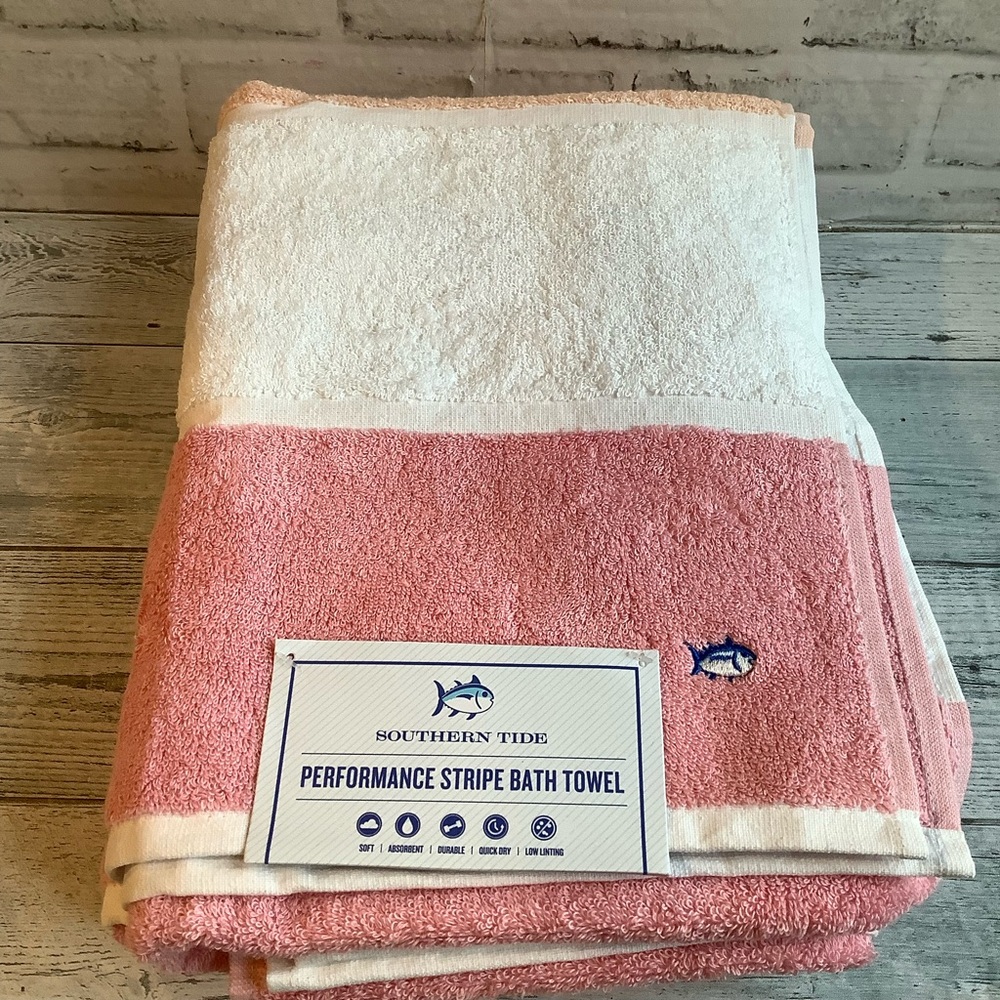 SOUTHERN TIDE Set of 2 30×54 Performance Stripe Quick Dry Low Linting Bath Towel
